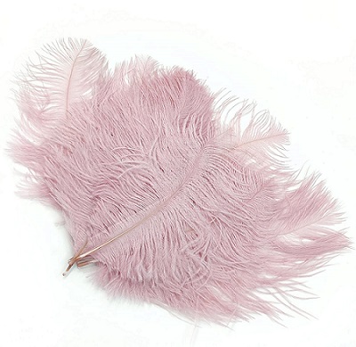 Перо страуса 15-20 см, упак. 10 шт, пыльно розовый