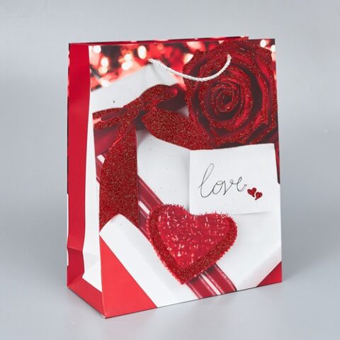 Пакет подарочный с глиттером 