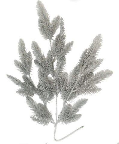Ветка 60см. пушистая с глиттером, серебряный
