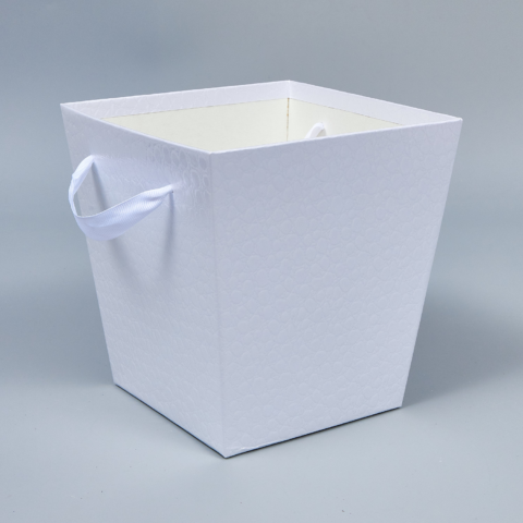 Коробка под цветы с ручками  17x17x18cm, белый