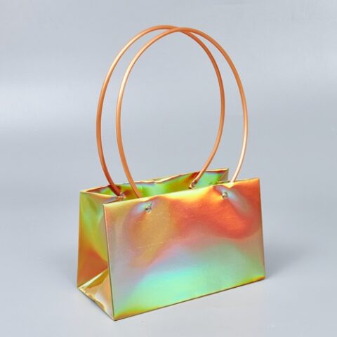 Картонный пакет с ручками, 22x10,5x13,5см, золотой