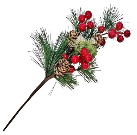 Ветка 30см. с ягодами и 3 шишки