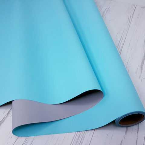Матовая бумага двусторонняя 50см*10м 65мкр. Бирюза/серый
