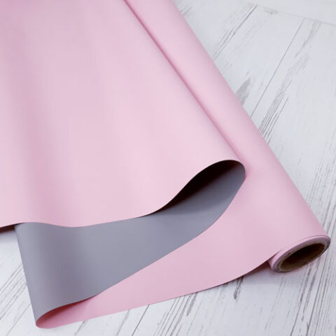 Матовая бумага двусторонняя 50см*10м 65мкр. Розовый/серый