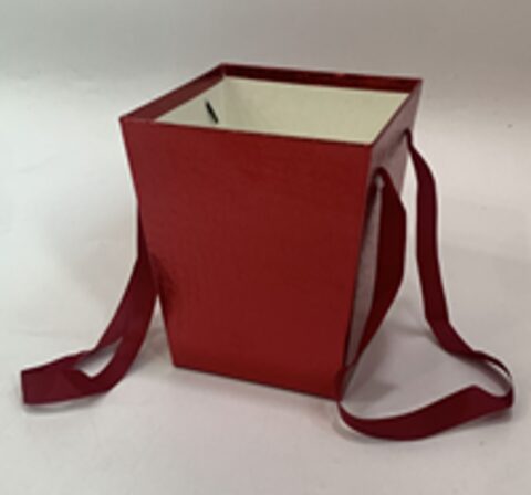 Коробка под цветы с ручками  17x17x18cm, красный