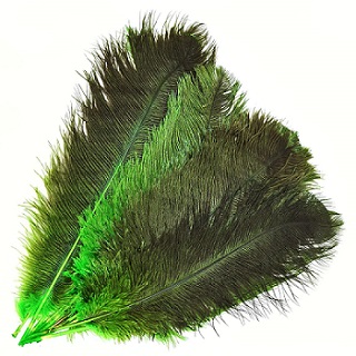 Перо страуса 40-45см, упак 10 шт,оливковый