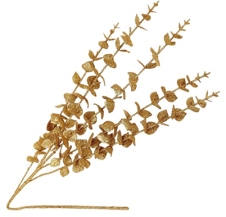 Ветка 85см. 5 стеблей, глиттер золотой