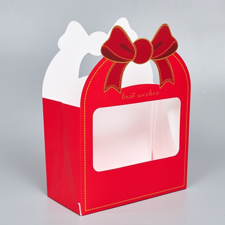 Сумочка подарочная, картон, 33*25*12см, красный