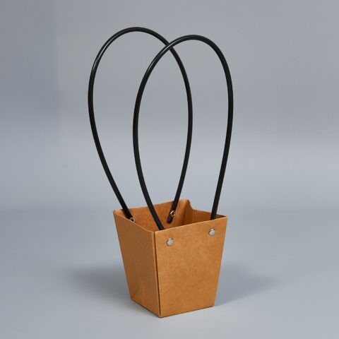 Картонный пакет с ручками 9*6,5*10 см, крафт