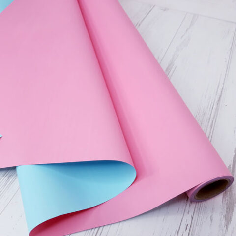 Матовая бумага двусторонняя 50см*10м 65мкр. Розовый/бирюза