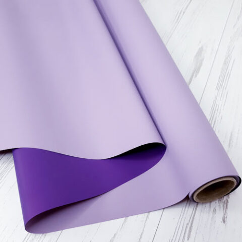 Матовая бумага двусторонняя 50см*10м 65мкр. Сиреневый/ т.сиреневый