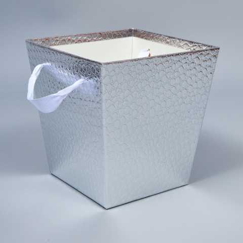 Коробка под цветы с ручками  17x17x18cm, серебряный