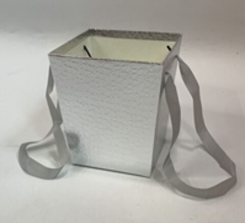 Коробка под цветы с ручками  17x17x18cm, серебряный