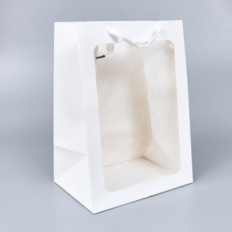 Пакет с окном, 25*18*35см, 10 шт/уп, белый