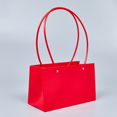 Картонный пакет с ручками, 22*10,5*13,5см, красный