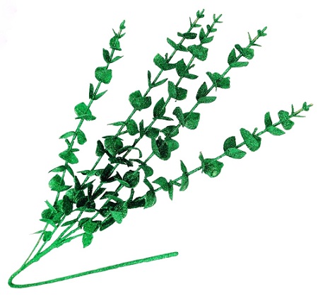 Ветка 85см. 5 стеблей, глиттер зеленый