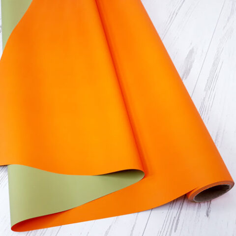 Матовая бумага двусторонняя 50см*10м 65мкр. Оранжевый/хаки