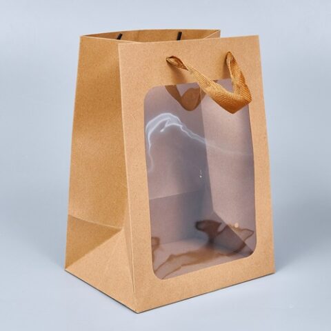 Пакет с окном, 25*18*13см, 12шт/уп, крафт