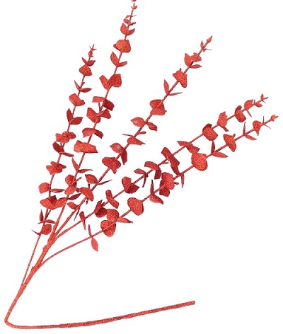 Ветка 85см. 5 стеблей, глиттер красный