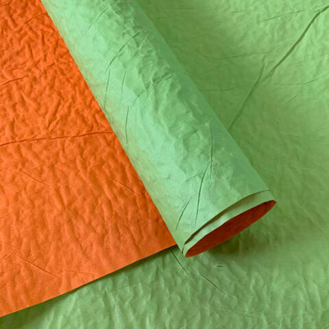 Бумага Эколюкс двухцветная Салатовый/оранжевый 70см* 5ярдов