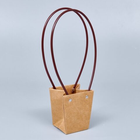 Картонный пакет с ручками, 9*6,5*10см, крафт