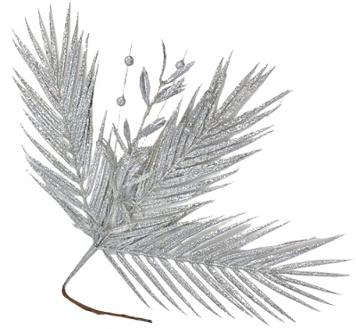 Ветка 42см. с глиттером, серебряный