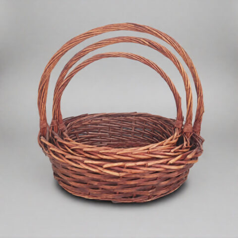 Корзины из ивы 46*38*17*43 38*29, 40*32*15*38 31*25, 33*28*14*33 28*18, S, 3шт, овал, коричневы